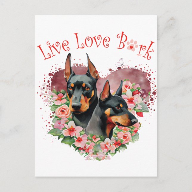 Cartão Postal Mãe de Cachorro Doberman Floral (Frente)