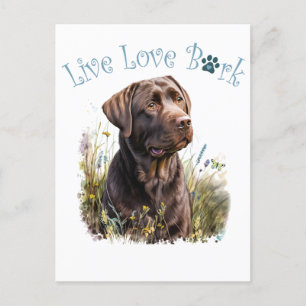Cartão Postal Mãe de Cachorro Lab Chocolate Floral