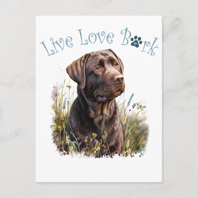 Cartão Postal Mãe de Cachorro Lab Chocolate Floral (Frente)