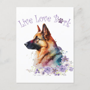 Cartão Postal Mãe de Cachorro Pastor Alemão Floral