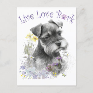 Cartão Postal Mãe de Cachorro Schnauzer Floral
