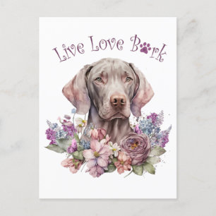 Cartão Postal Mãe de Cachorro Weimaraner Floral