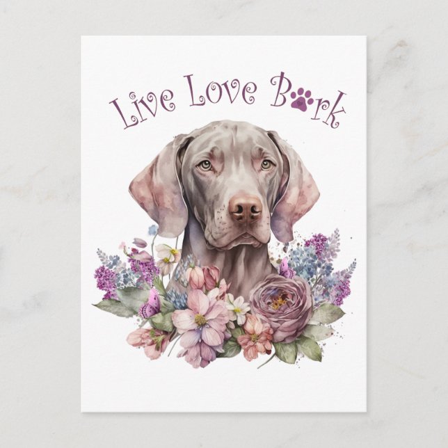 Cartão Postal Mãe de Cachorro Weimaraner Floral (Frente)