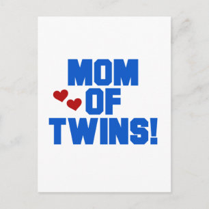 Cartão Postal Mãe de Camisetas de texto e presentes de Twins Azu