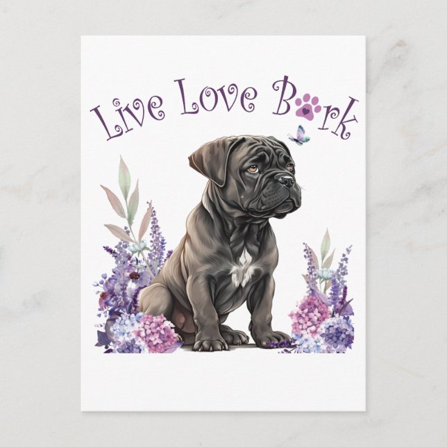 Cartão Postal Mãe de Cane Corso Floral (Frente)
