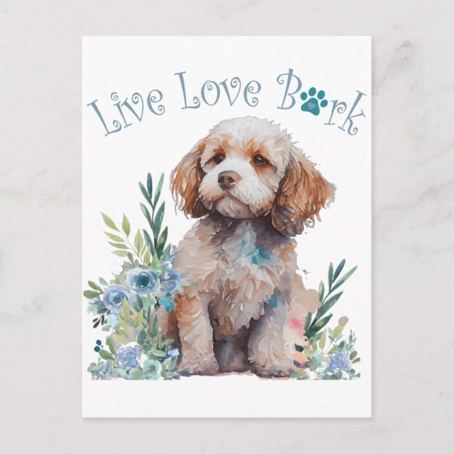 Cartão Postal Mãe de Cockapoo Floral (Frente)