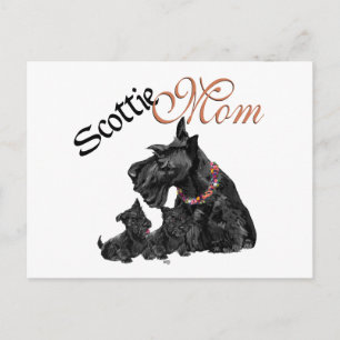 Cartão Postal Mãe de Scottish Terrier e Filhotes para o Dia das