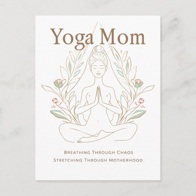 Cartão Postal Mãe de Yoga Respirando Através da Maternidade (Frente)