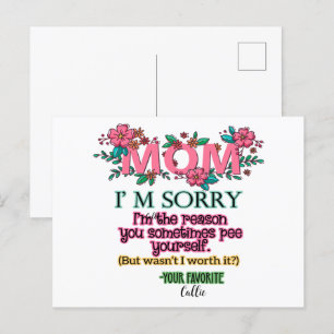 Cartão Postal Mãe, Desculpe Eu Ser o Motivo de Você se Molhar