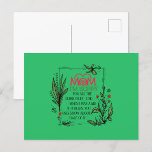 Cartão Postal Mãe, desculpe por todas as coisas idiotas que eu f