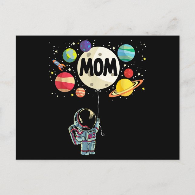 Cartão Postal Mãe do menino aniversariante astronauta espacial 1 (Frente)