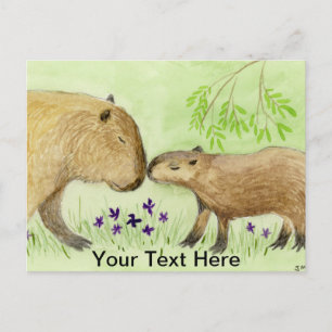 Cartão Postal Mãe e Bebê Capybara