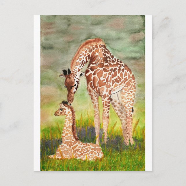 Cartão Postal Mãe e Bebê Girafas (Frente)