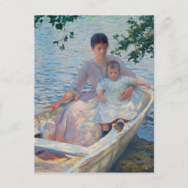 Cartão Postal Mãe e Criança em Um Barco