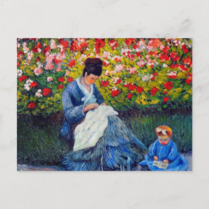Cartão Postal  Mãe e Criança Monet no Jardim
