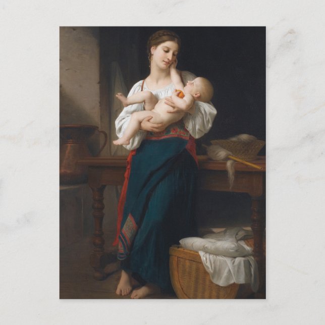 Cartão Postal Mãe e Criança (por Bouguereau) (Frente)