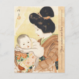 Cartão Postal Mãe e Criança Shinsui Ito retrato japonês