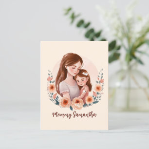 Cartão Postal Mãe e Filha Adoráveis - Quadro Floral