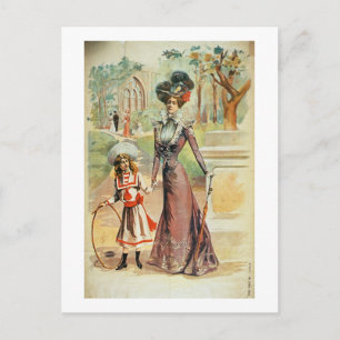 Cartão Postal Mãe e filha numa caminhada (litoral colorido)