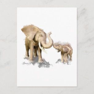Cartão Postal Mãe e Filho Elefantes 2