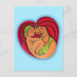 Cartão Postal Mãe e filho pintura a óleo arte. Mamãe.