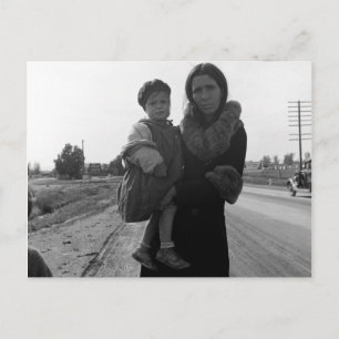 Cartão Postal Mãe e filho sem-abrigo - 1939