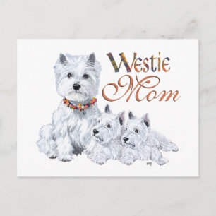 Cartão Postal Mãe e Filhotes do Terrier Branco do West Highland