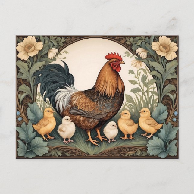 Cartão Postal Mãe Elegante Hen Com Pintinhos (Frente)