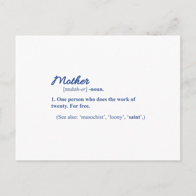 Cartão Postal MÃE ENGRAÇADA Feliz Dia das MÃES Mamãe Mãe Legal (Frente)