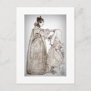 Cartão Postal Mãe escova o cabelo da filha