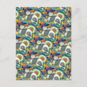 CARTÃO POSTAL MÃE GATO E COZINHO, TRABALHOS DE PATCHWORK, PINCU