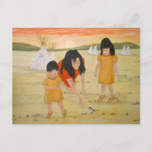 Cartão Postal Mãe indiana americana com filhas