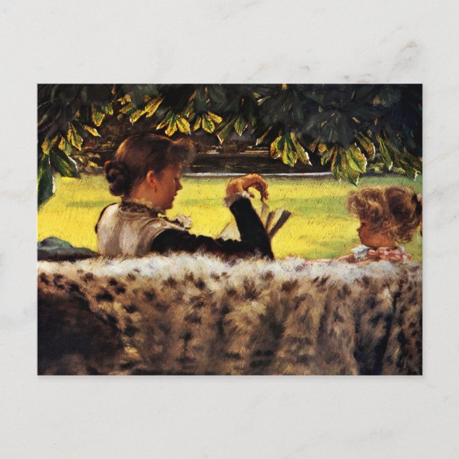 Cartão Postal Mãe lendo a garotinha (Frente)