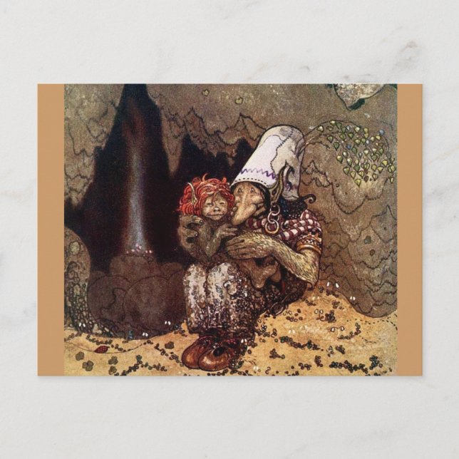 Cartão Postal Mãe troll ao lado de uma fogueira (Frente)