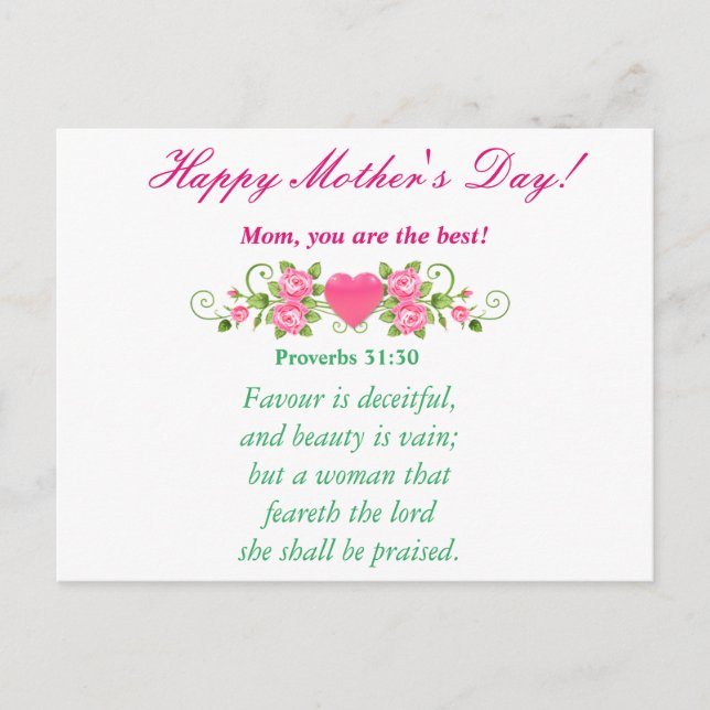 Cartão Postal Mãe, você é o melhor! (Frente)