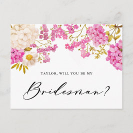 Cartão Postal Magenta Hydrangeas Você Será Minha Carta De Brides