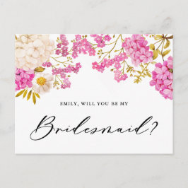 Cartão Postal Magenta Hydrangeas Você Será Minha Placa De Brides