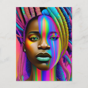 Cartão Postal Magia de Menina Preta Aniversário Irmã Melanina Mu