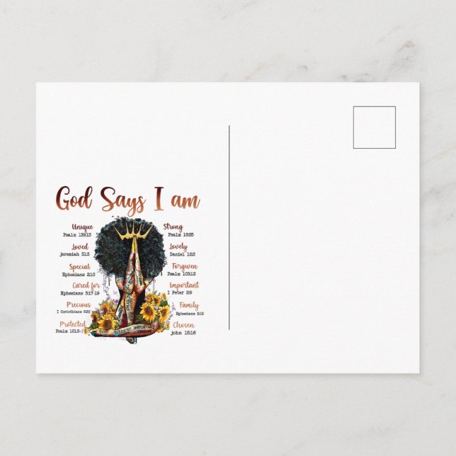 Cartão Postal Magia de Menina Preta Aniversário Irmã Melanina Mu (Verso)