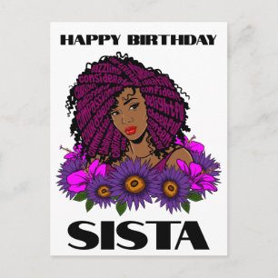 Cartão Postal Magia de Menina Preta Aniversário Irmã Melanina Mu