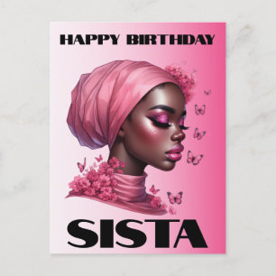 Cartão Postal Magia de Menina Preta Aniversário Irmã Melanina Mu