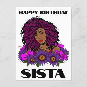 Cartão Postal Magia de Menina Preta Aniversário Irmã Melanina Mu
