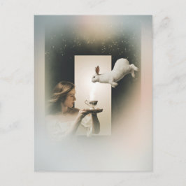 Cartão Postal Magic Surreal Tea com coelho branco