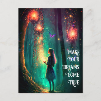 Cartão Postal Mágica Fada Encantada Floresta Fantasia Pixie Poei