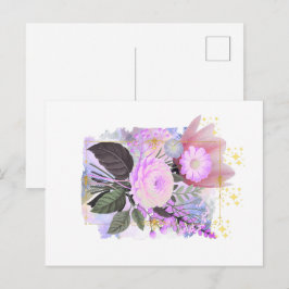 Cartão Postal Magical Floral Bouquet in Golden Frame