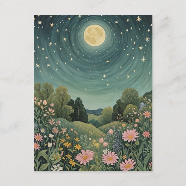 Cartão Postal Magical Moonlit Meadow (Frente)