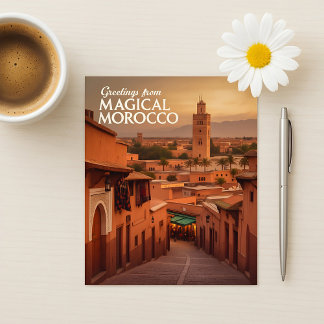 Cartão Postal Magical Morocco Sunset View Koutoubia Marrakech