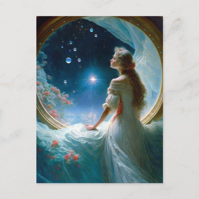 Cartão Postal Magical Night Scene Fantasy Art (Frente)