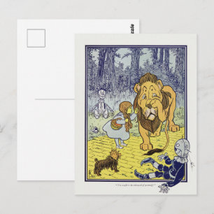 Cartão Postal Mágico Bruxo de Oz Dorothy e Leão Covarde