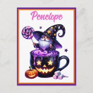 Cartão Postal Mágico de Halloween no Lollipop Mágico de Caneca d